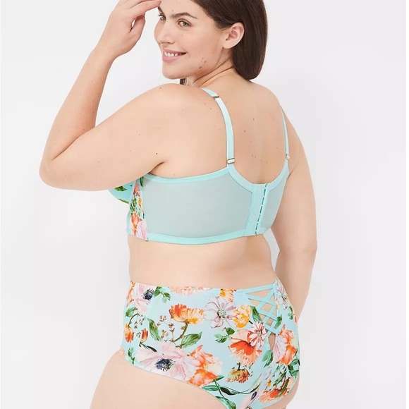 CACIQUE Floral Printed Boost Balconette Longline Bra 44H - Picture 2 of 9